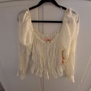 Cream Ruffled Blouse